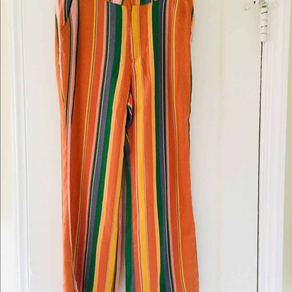 Free People La Paz Striped Slim Flare Pants Boho Festival - Picture 6 of 10